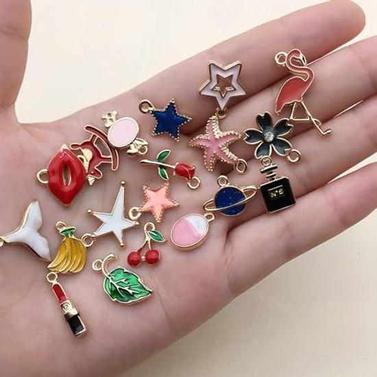 HEJINYUN Charm Parts Oily Alloy Cute Set Thanksgiving Small Pendant Accessory DIY Handmade Accessories Craft Jewelry Making Materials 100 Pieces