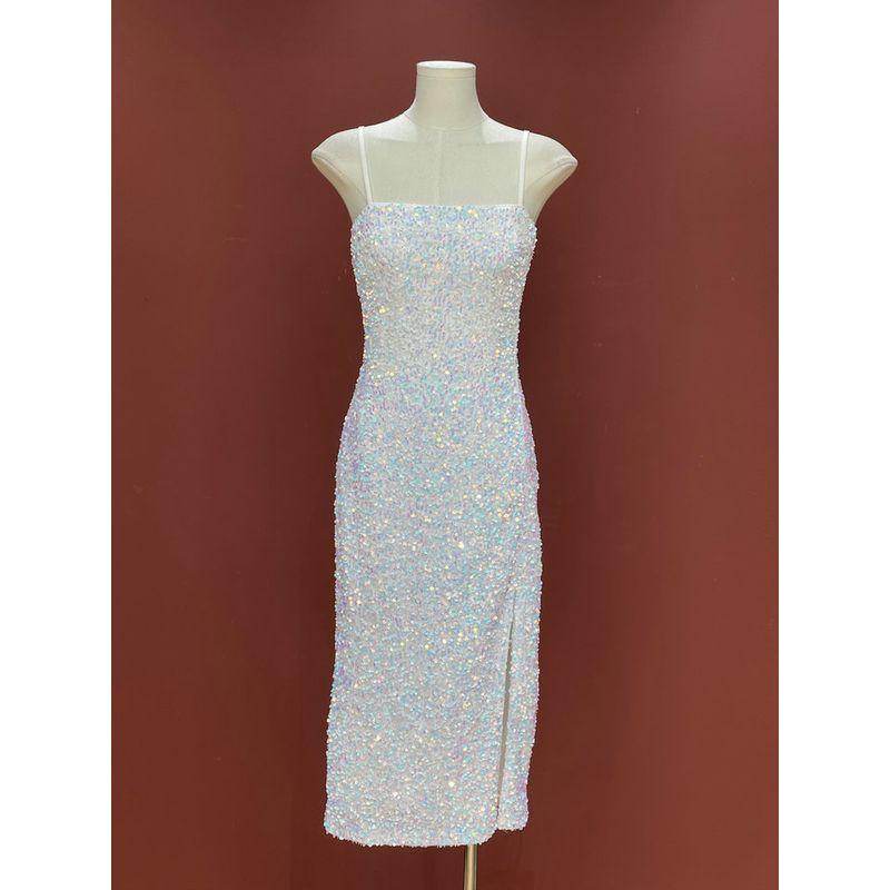 Fall 2024 Export Single NastyGal Heavy Industry Velvet Sequin Mermaid Enchantress High Slit Dress Dress