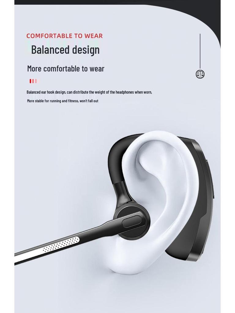 Qualcomm Bluetooth Single-Ear Business Earphone with Dual Mic Noise Cancelling and Long Battery Life