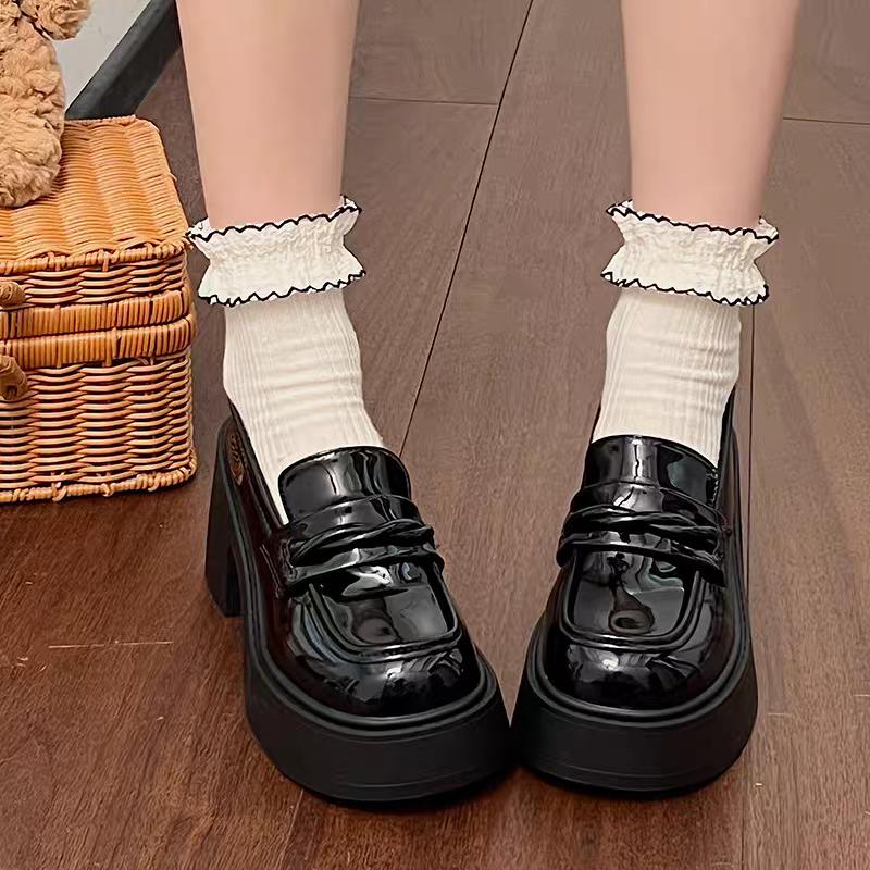 women's thick soled shoes Hot Sale Women Retro Pumps High Heels Fashion comfort Loafers Woman Uniform Mary Jane Shoes Ladies