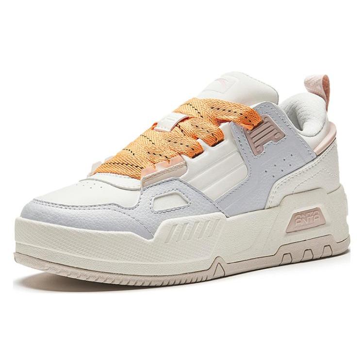 New Anta Durable Breathable Low Top Skateboard Shoes Women's White Orange Gray 122348073-2