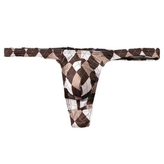 Pánská tanga Károvaný potisk Sexy každodenní nošení Pánské elastické pas G-string kalhotky