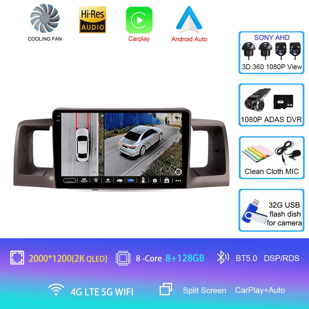 For Toyota Corolla E120 2000 - 2004 Car Radio Android 14 Carplay Multimedia Navigation Video DVD Autoradio Stereo 2din 4G+wifi