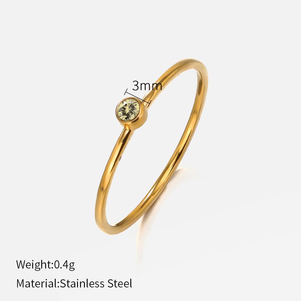 European and American fashion single colored diamond titanium steel ring female simple popular niche design plain ring stainless steel ring