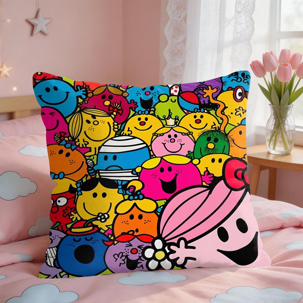 Mr MMen Cute LLittle Miss Cushion Cover Square Short Plush Pillow Case Living Room Sofa Home Decor Funda X