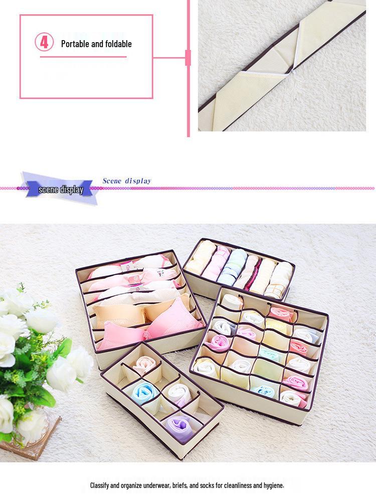 Foldable Underwear Storage Box Set - Four-Piece Wardrobe Organizer