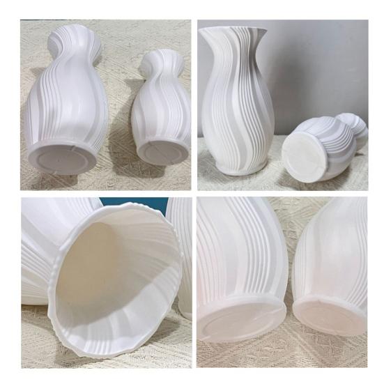 Small White Faux Ceramic Vase Minimalist Modern Pampas Grass Vase Decorative Flower Holder for Table Fireplace Shelf Living Room Decor