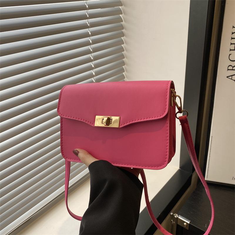 New Lock Solid Color Simple High-end Urban Commuter Versatile Atmospheric Shoulder Crossbody Bag Women