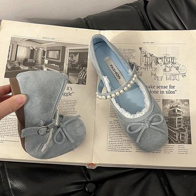 Scarpe Mary Jane con fiocco perla da donna, nuove per la primavera, eleganti scarpe singole con temperamento