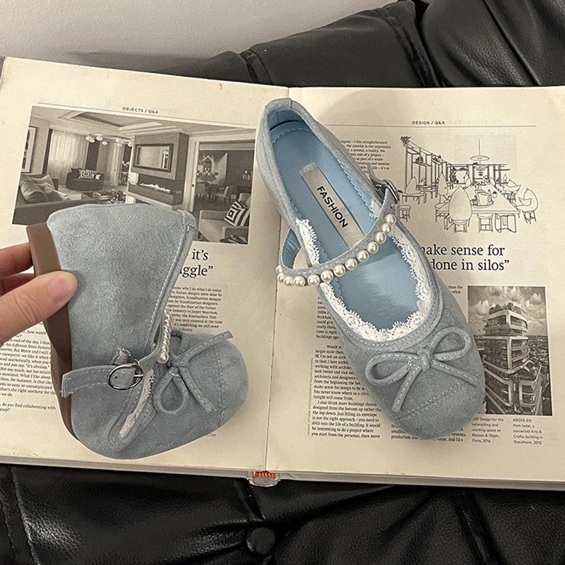 Gentle Bow Pearl Mary Jane Shoes Women's Spring New Temperament Elegant Single Shoes