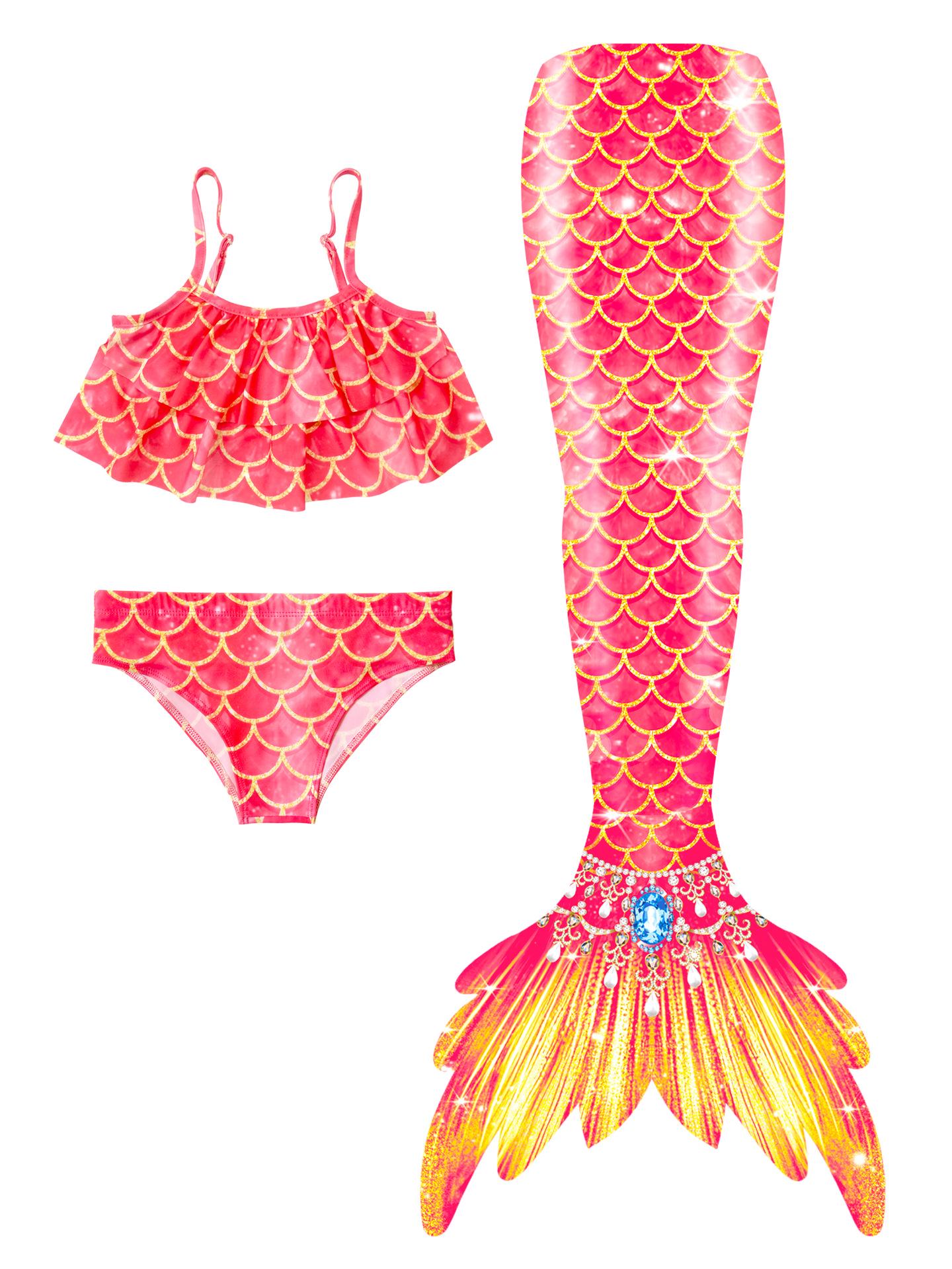 Got Now Zeemeermin Zwempak 3-delige Set voor Meisjes: Staart, Top, Bikini - Verkrijgbaar in S, M, L 130