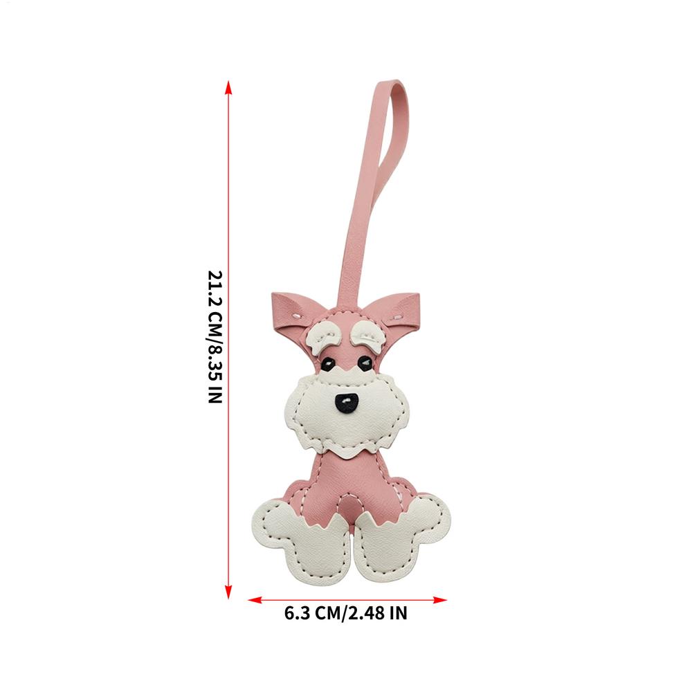 Adorable PU Leather Dog Keychain Pendant Collectible Charm Ornament for Teens Women Men Kids Animal Lovers Travel Bags