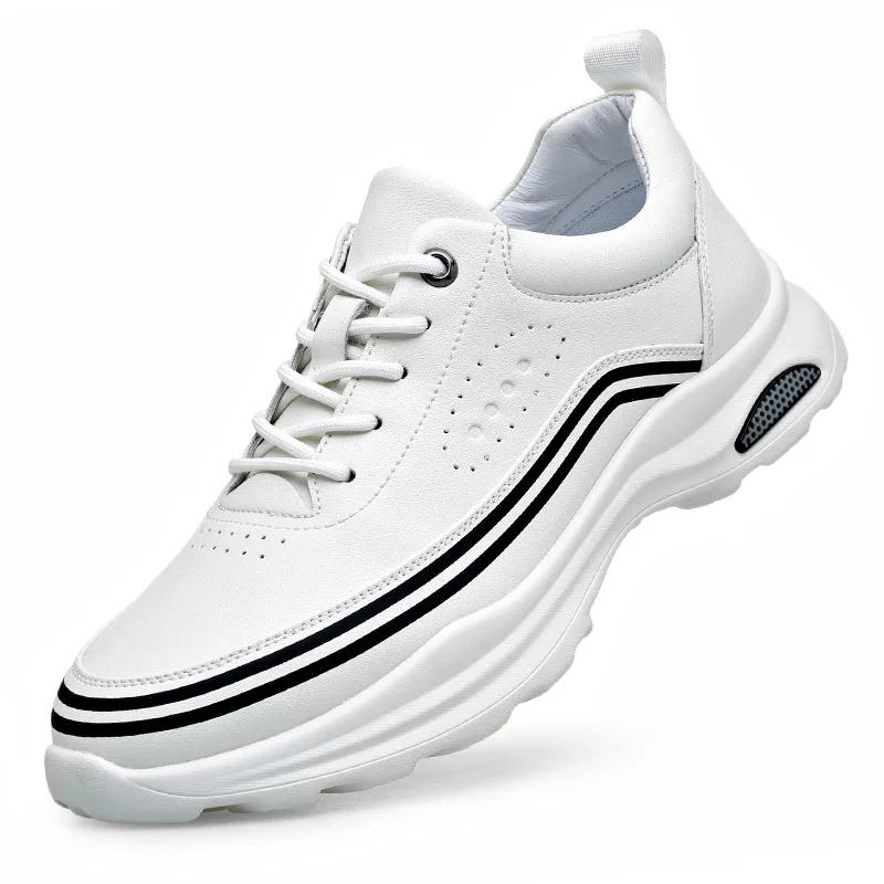 Men Genuine Leather Casual Shoes Shoes Thick-soled Leisure Sport Shoes Fashion Chunky Sneakers