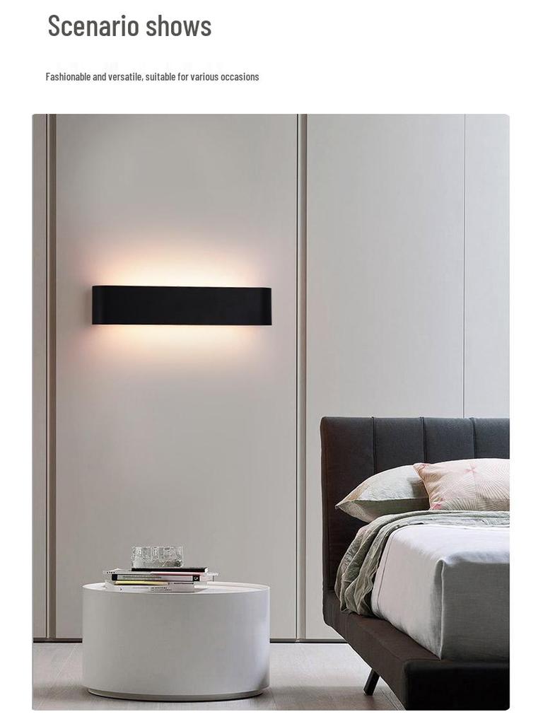 Black LED Wall Lamp: Dimmable Bedside Reading Light for Guest Room and Bedroom