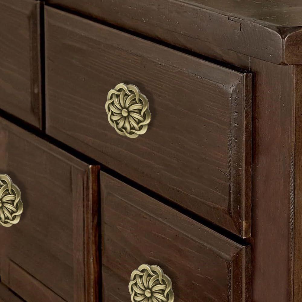 Antique Brass Cabinet Knob/Wardrobe Door Knobs/Cupboard Drawer Pull Handle/Kitchen Drawer Knob (Knob_Antique, 4 Pcs)
