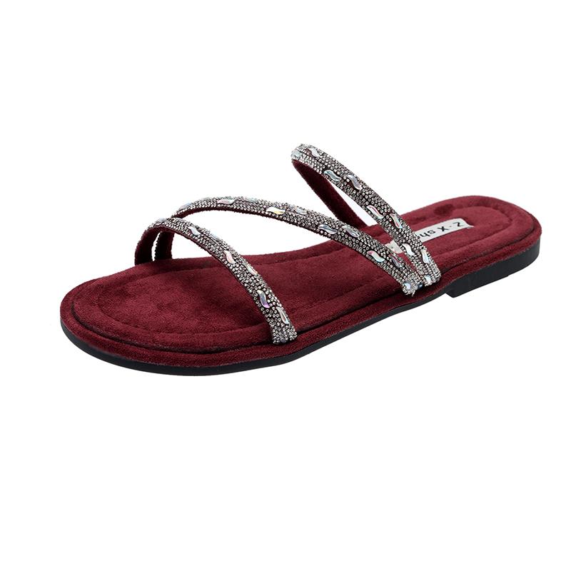 

Мода 2024 Лето Кристалл Узкие Ремешки Гладиаторские Сандалии Женские Босоножки На Низком Каблуке Mujer35-40 Блестящие Стразы Лето Schoenen Женщины 40 фиолетовый