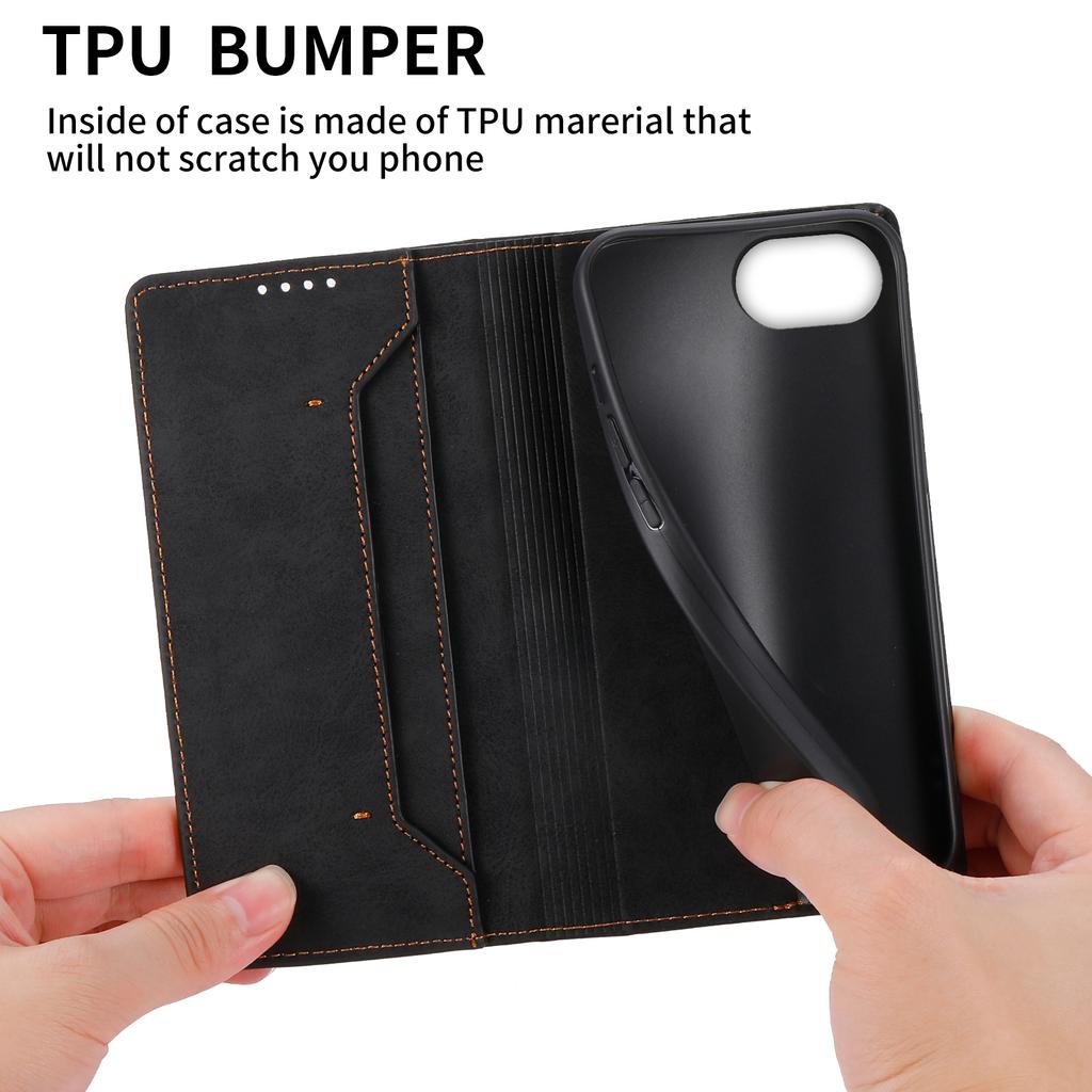 For iPhone 16e Case RFID Blocking PU Leather Magnetic Closure Flip Phone Cover