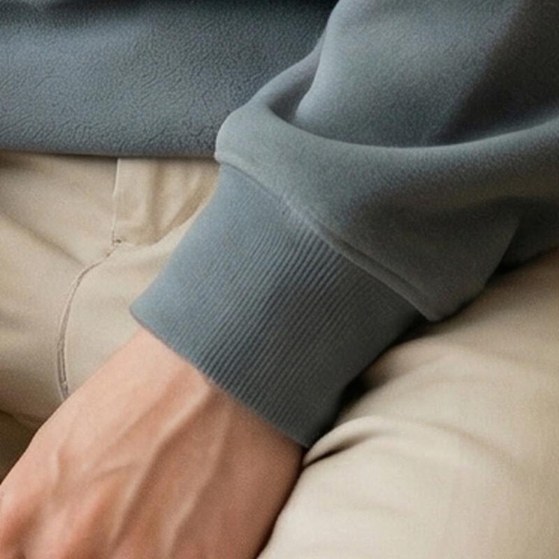 DAISHU Men's Wool Blend Plush Lined Half-Zip Stand Collar Sweatshirt