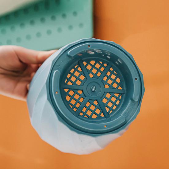 Einfarbiger Blumentopf für Sukkulenten aus Kunststoff mit Tablett, Garten-, Heim- und Café-Dekoration