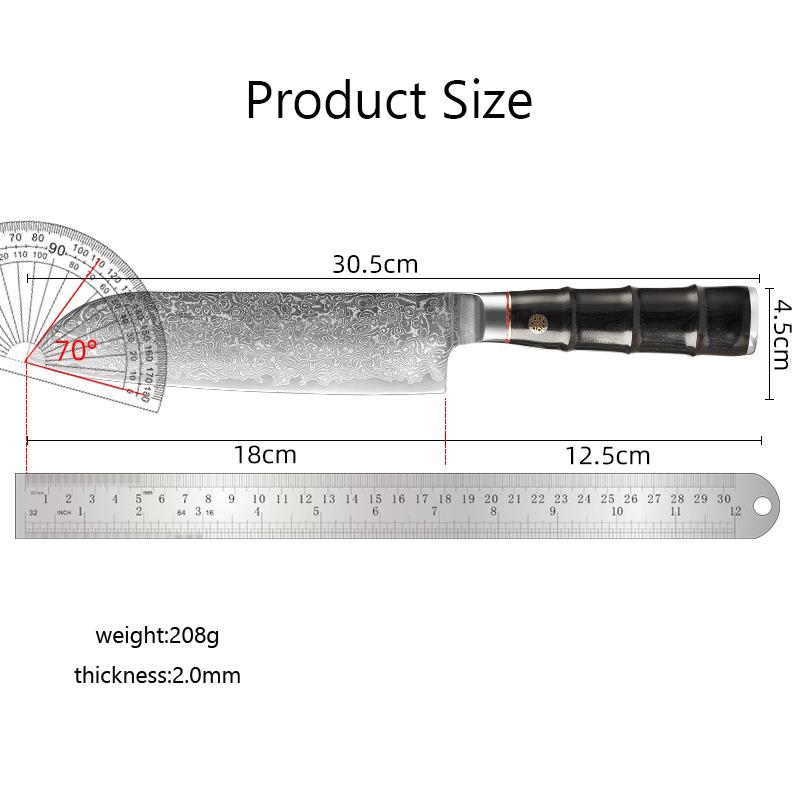 67 Layers Damascus Steel Kitchen Santoku Knife Meat Cleaver Knife Vegetable Cutter Slicer