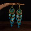 Bohemian Crystal Tassel Earrings - Vintage Ethnic Style Long Dangle for Women