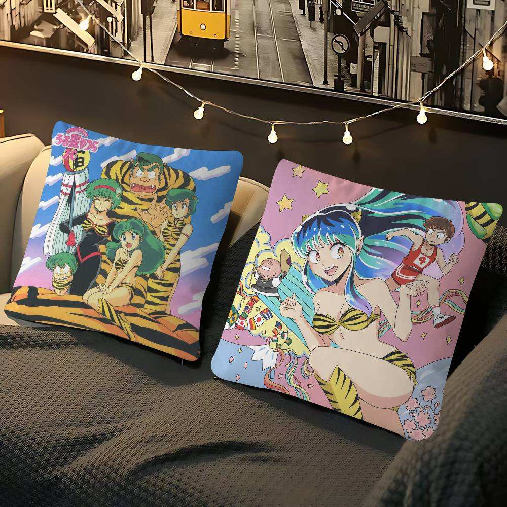 Cartoon U-Urusei Y-yatsura Kissenbezug Abnehmbarer Waschbarer Kissenbezug – Ganzjährig Weiches Leinen