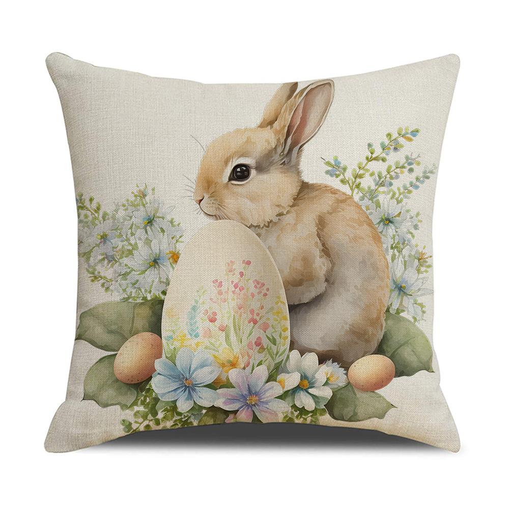 New Easter Pillowcase Country Cartoon Rabbit Easter Egg Pillowcase Sofa Cushion Pillowcase