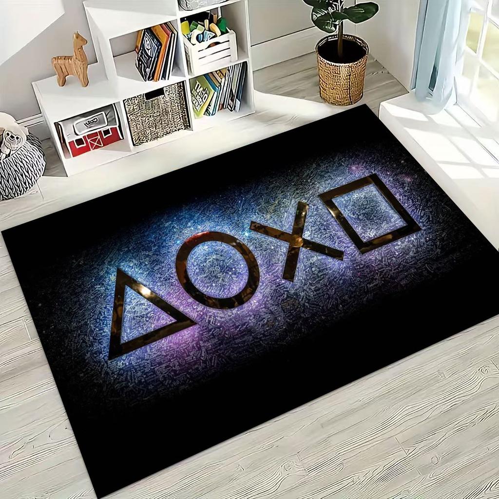 27 Stil Gamer Zone Game Controller Cartoon Spielzimmer Teppich für Schlafzimmer Wohnzimmer Sofa Zuhause Fußmatte Dekoration, Rutschfeste Bodenmatte