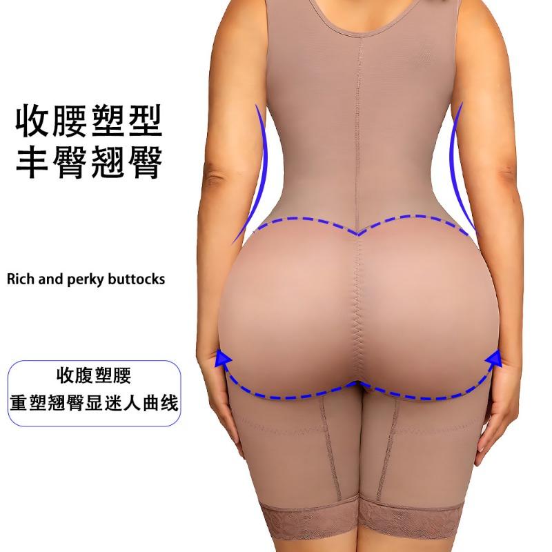 Hook And Eye Front Closure Bodysuit Shaper With Lace Trim