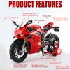 Scale 1:9 1199 V4S Motorcycle Car Model Toy Linkage Wheel Steering Shock Absorption Motorbikes Models Toys Kids Presents