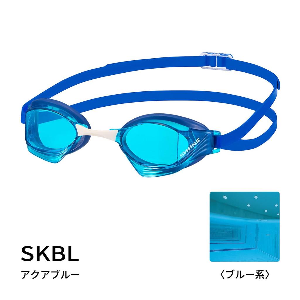 Made In Japan Swimming Goggles Re SKBL Aqua Blue Racing Competitive Swimming Mirror Lens with Cushion [SWANS] VEGA-N