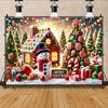 1pc 2D Flat Christmas Background Cloth  Including Gingerbread House  Candy Cane  Christmas Tree  and Snowman