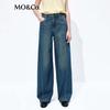 MO&Co. Women's Mid-Low Waist Cotton Curved Denim Jeans