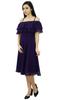 Bimba Women's Solid Georgette Off Shoulder Ruffle Plain Shift Dress