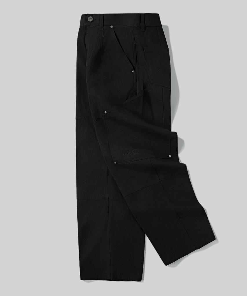 Beodeonteu Utility Side Big Pocket Wide Pants [Black]