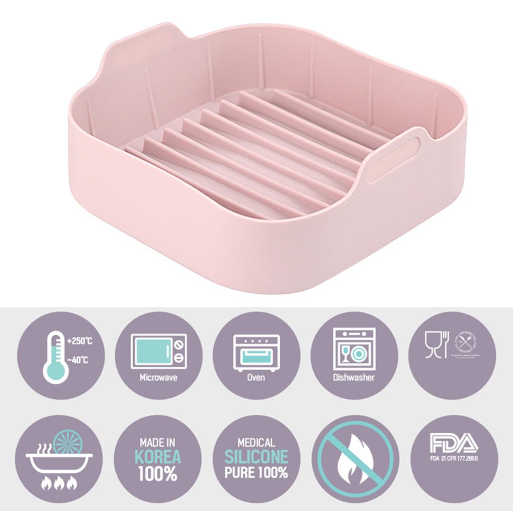 Air Fryer Silicone Pot Oven Basket Fried Chicken Pizza Baking Washable Replacement Pan Household Kitchen Cake Food Accessories