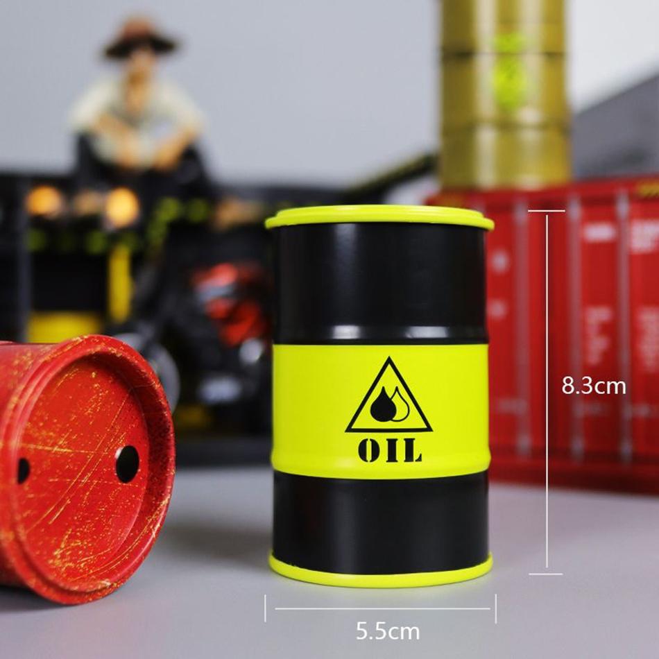 Iron Mini Oil Drum Model Chemistry Oil Drum Model Car Model Storage Box Desktop Decoration War Games Scene Model for Xmas Gifts