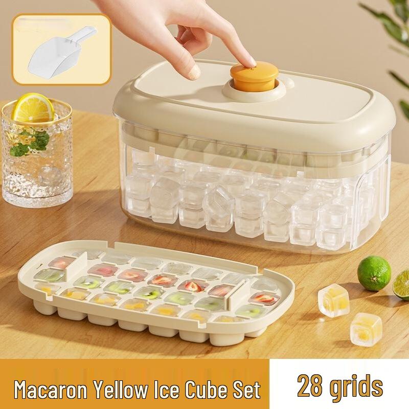 Press-Type Ice Cube Tray with Storage