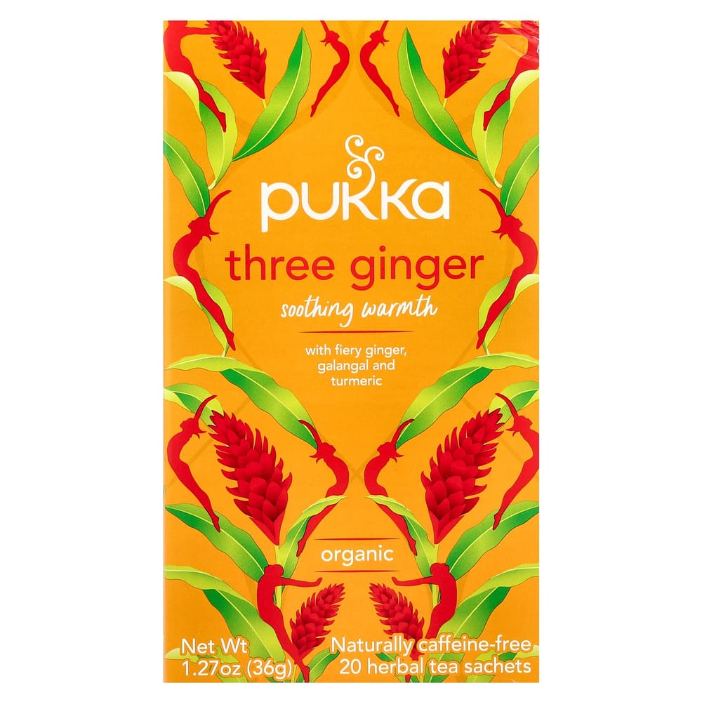 iHerb Pukka Three Ginger Herbal Tea, Caffeine-Free, 20 Sachets, 36g (1.27oz)