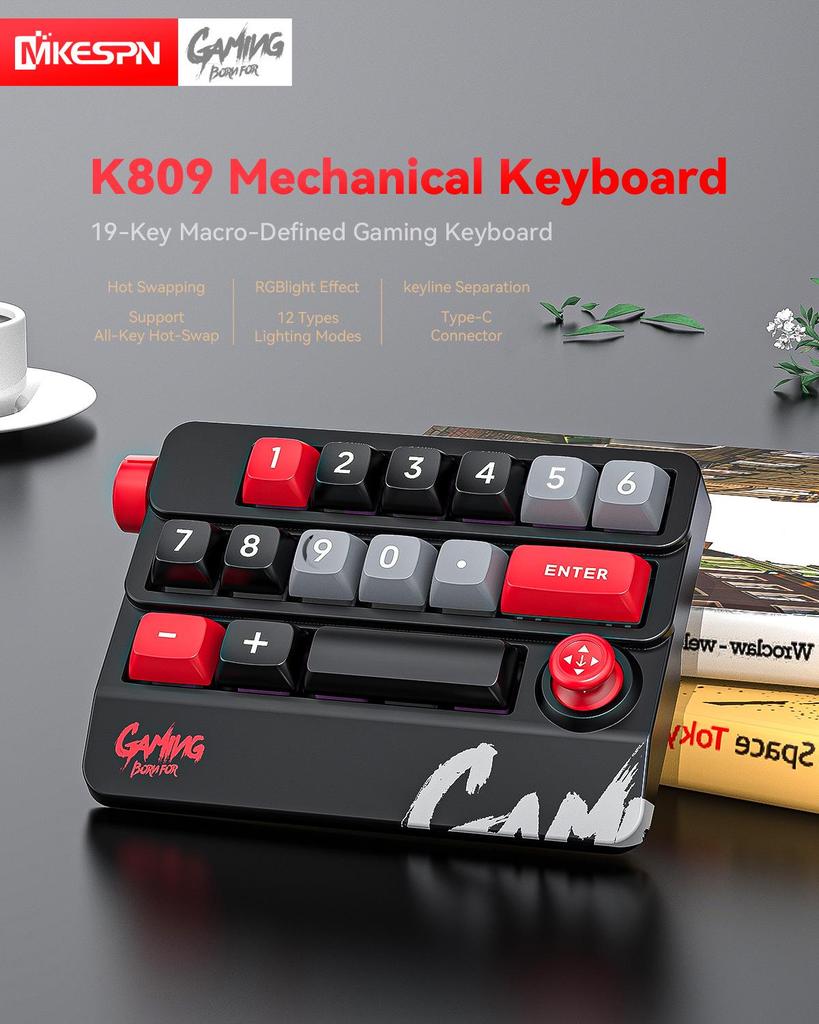 Mechanical Mini Keyboard with Hot-Swappable Red Switches and TYPE-C Wired Connection for Gaming, Office, and Financial Use.