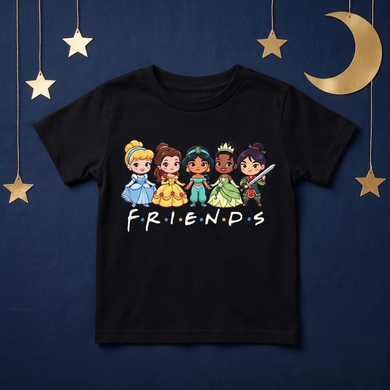 Princess Friends Tee | Chibi Cartoon Girls Kids Shirt 120