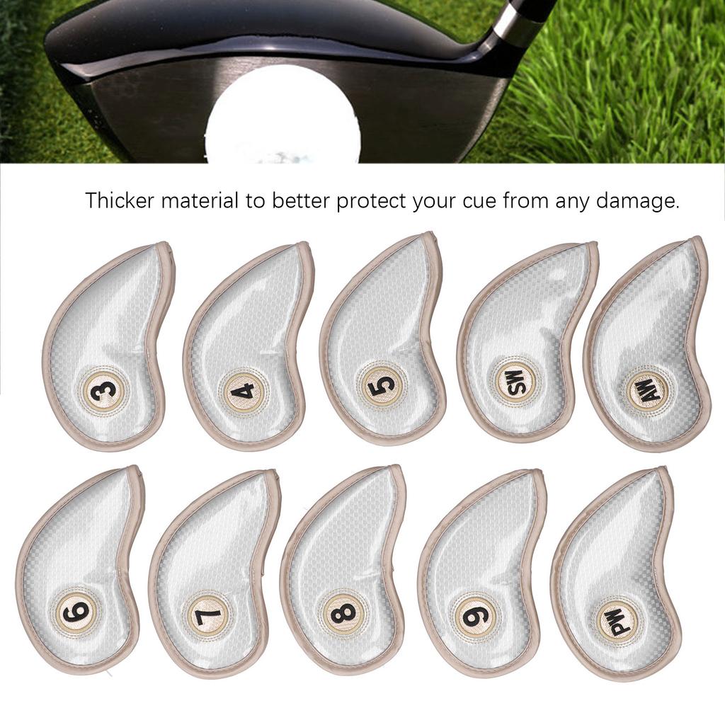 10Pcs   Iron Head Covers Sleeve Number  ive PU Waterproof  ing Accessory
