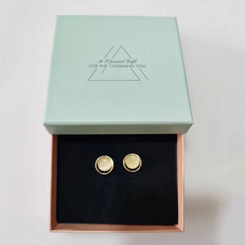 Meier Jewelry box earring ring box jewelry box small gift earring stud packaging box gift box Light blue*9.2x9.2x3.2cm jewelry box