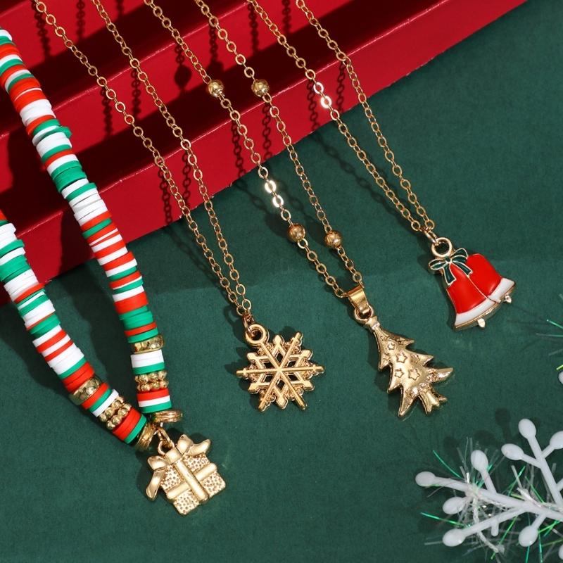 Christmas Beaded Necklace Trendy Pendant Clavicle Chain Trendy Neck Jewelry Gift for Holiday Party Occasion & Daily Wear