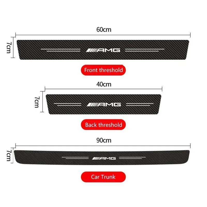 2025 For Mercedes-Benz 4Pcs Carbon Fiber Car Sticker Strip Auto Door Threshold for Mercedes benz W211 W203 W204 W210 W124 W202 C