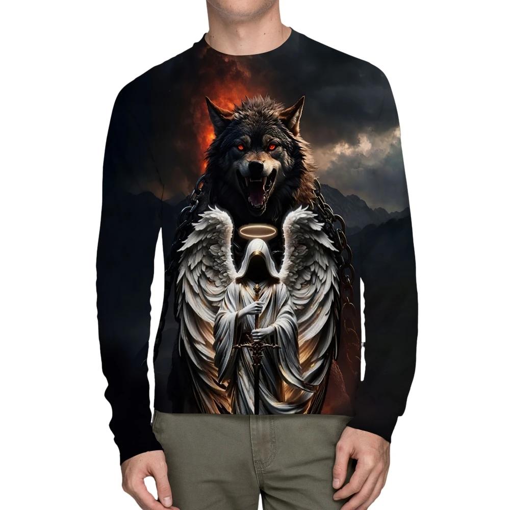 

Мужская футболка с 3D-принтом черепа, футболка оверсайз с круглым вырезом, футболка с длинным рукавом, винтажные футболки, спортивная одежда, мужская одежда 6XL