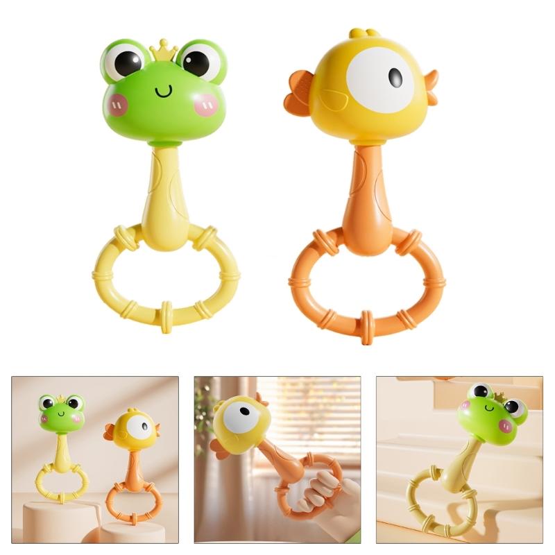 Cartoon Rattle Toy With Rustling Sound Effects ABS Plastic Teething Rattle For Infant Toddler Fine Motor Skill Training