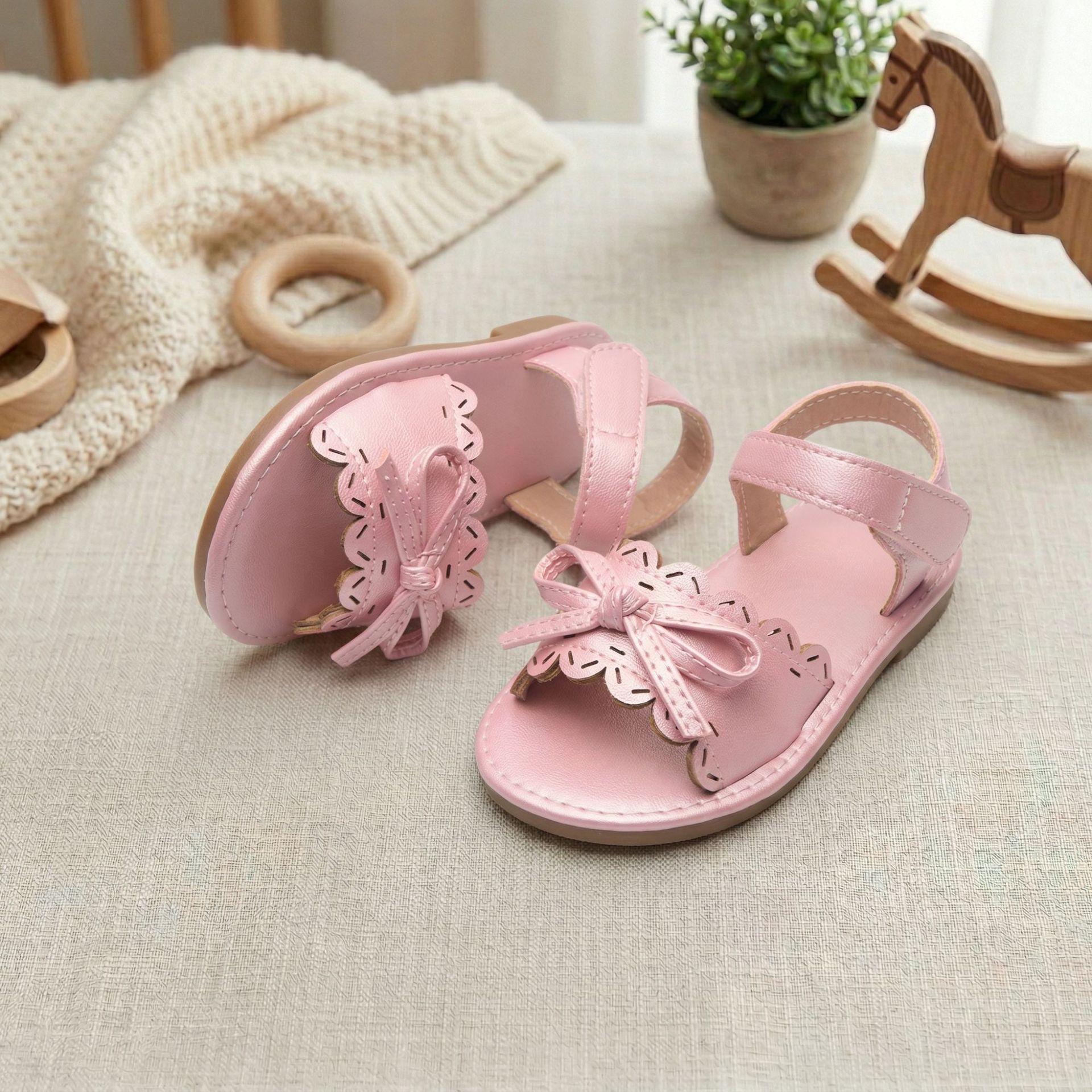 Children s Soft Leather Velcro Princess Sandals for Infants and Toddlers - Comfortable Open-Toe Beach Shoes 29 розовый