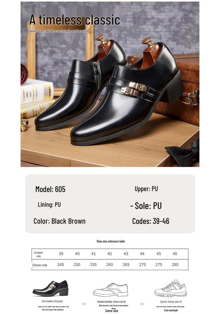 Men's New Arrival Pointed Toe Cuban Shoes - Large Size Casual & Formal Leather Heels for Weddings and Business.