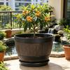 Maceta con Sistema de Drenaje Integrado Estilo Rústico Contenedor de Jardín Macetero Decorativo para Entrada Barril Flores Hierbas Verduras Arbustos Pequeños